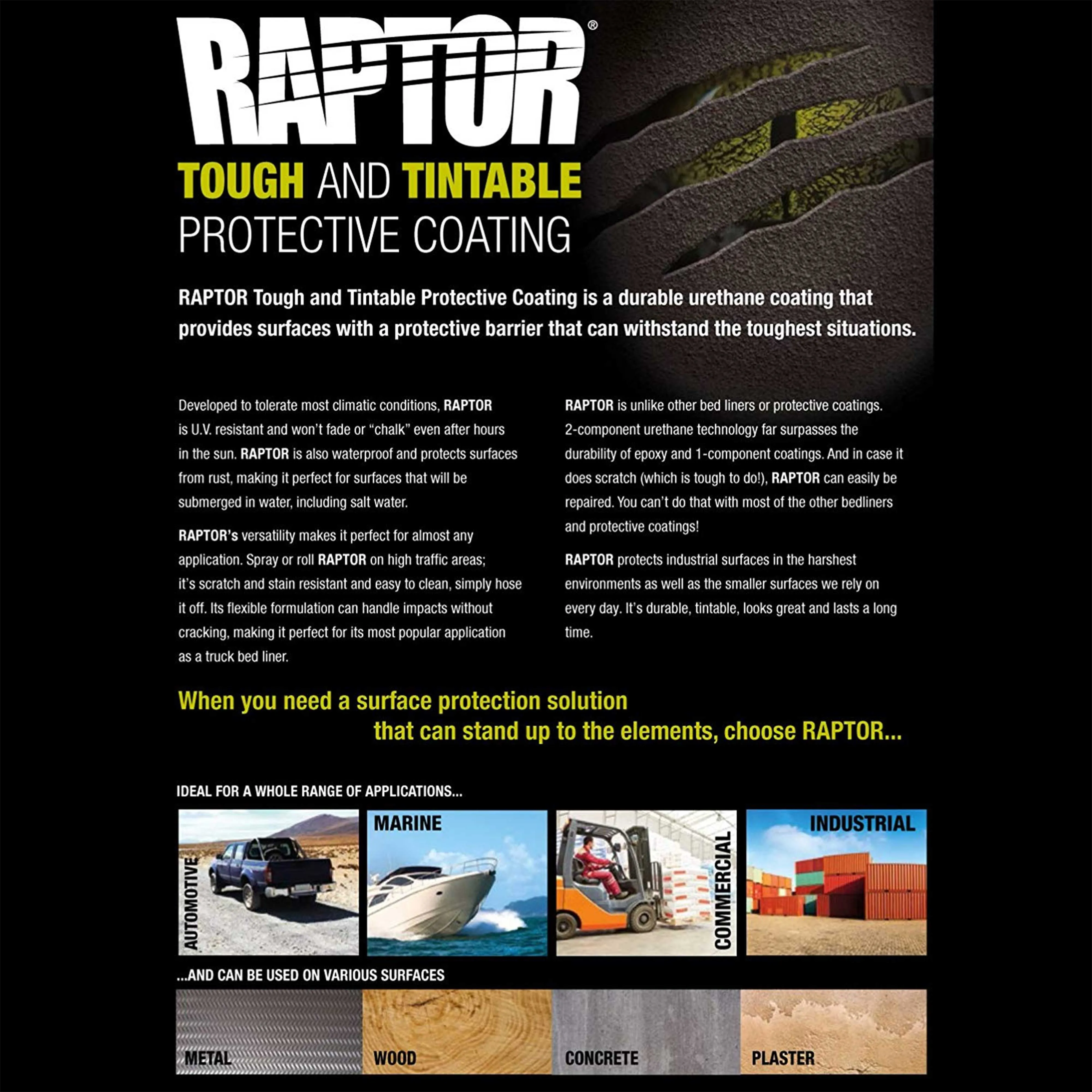 Raptor Tintable Urethane Spray-On Truck Bed Liner Kit, 1 Quart Kit